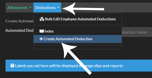Click the Create Allowance Label button